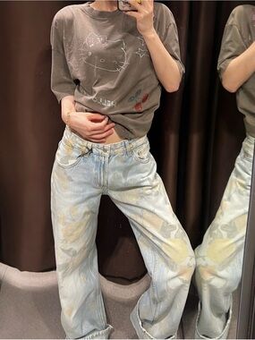 Floral Light Wash Women’s Jeans - Blue